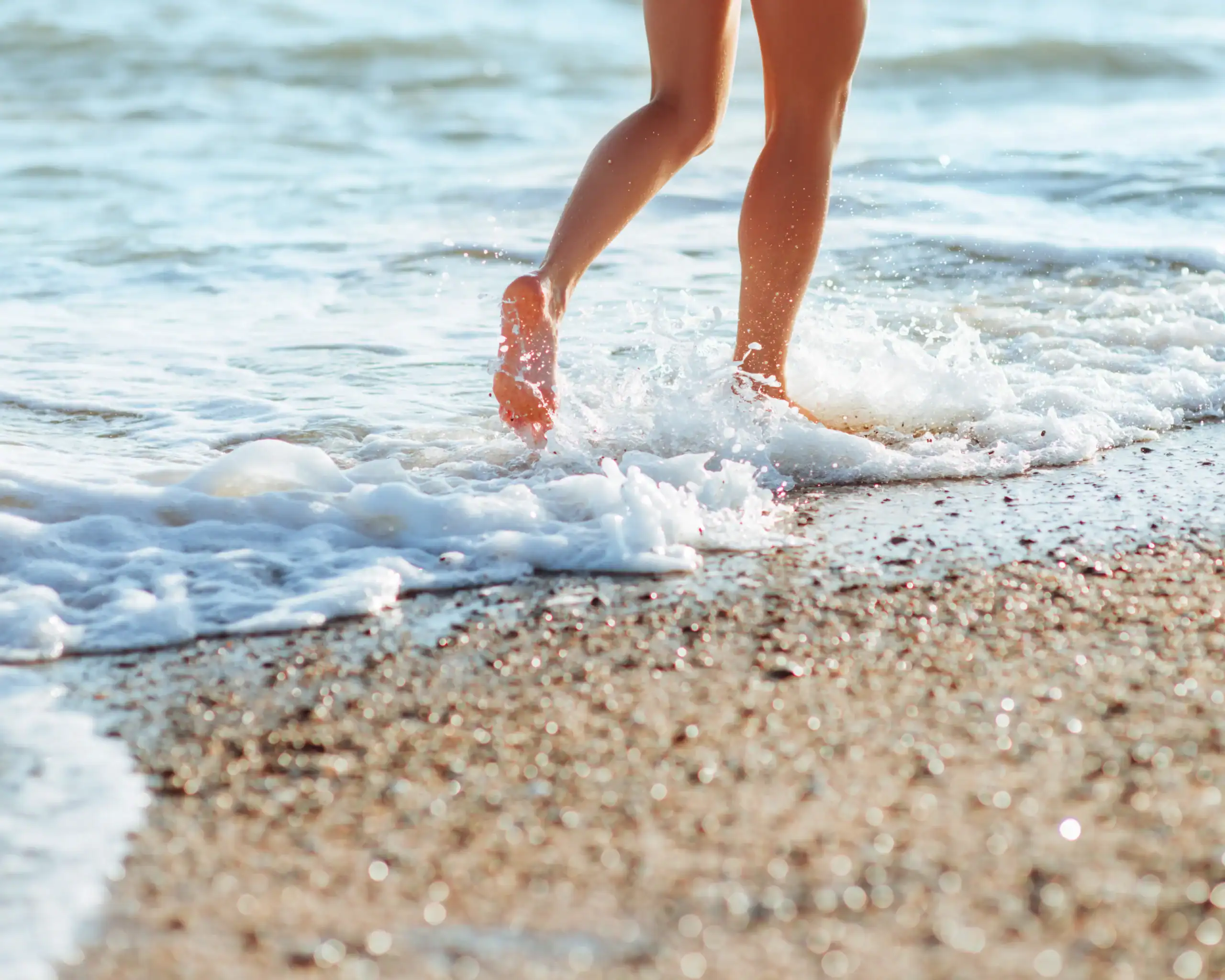 Woman with perfectly smooth legs showing no leg hair