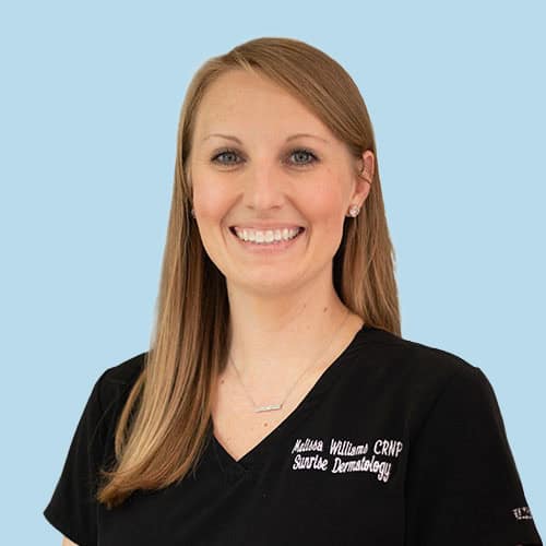 Melissa Williams, CRNP, with blue background