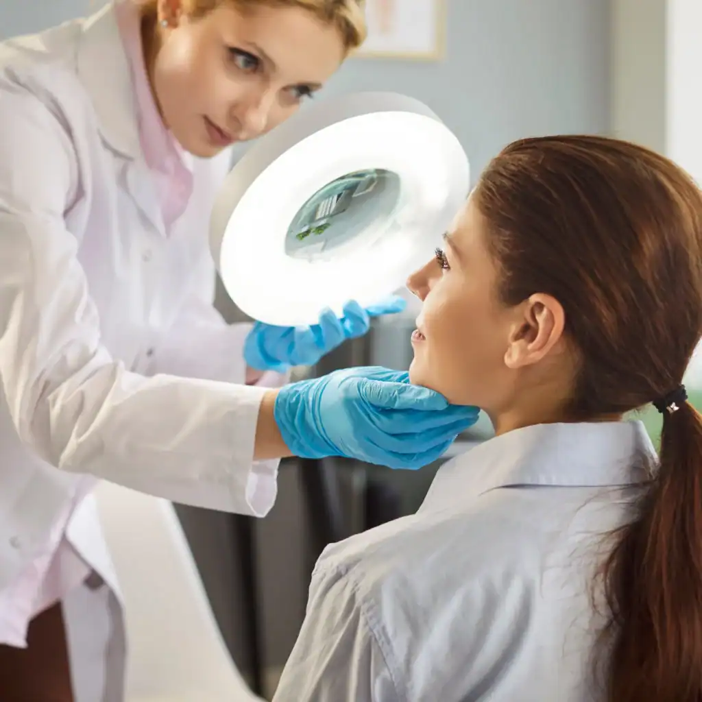 Dermatologist with patient